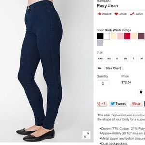 Dark Wash American Apparel Easy Jeans